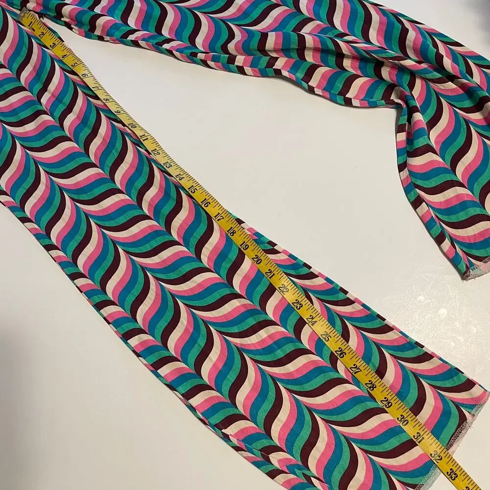 Zara Wide Leg Pants Size Medium Pink Teal Zig Zag Stripe 70s Festival High Rise